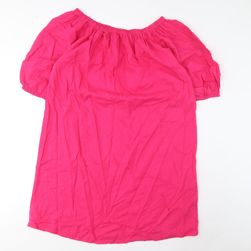 Marks and Spencer Womens Pink Linen A-Line Size M Scoop Neck Pullover