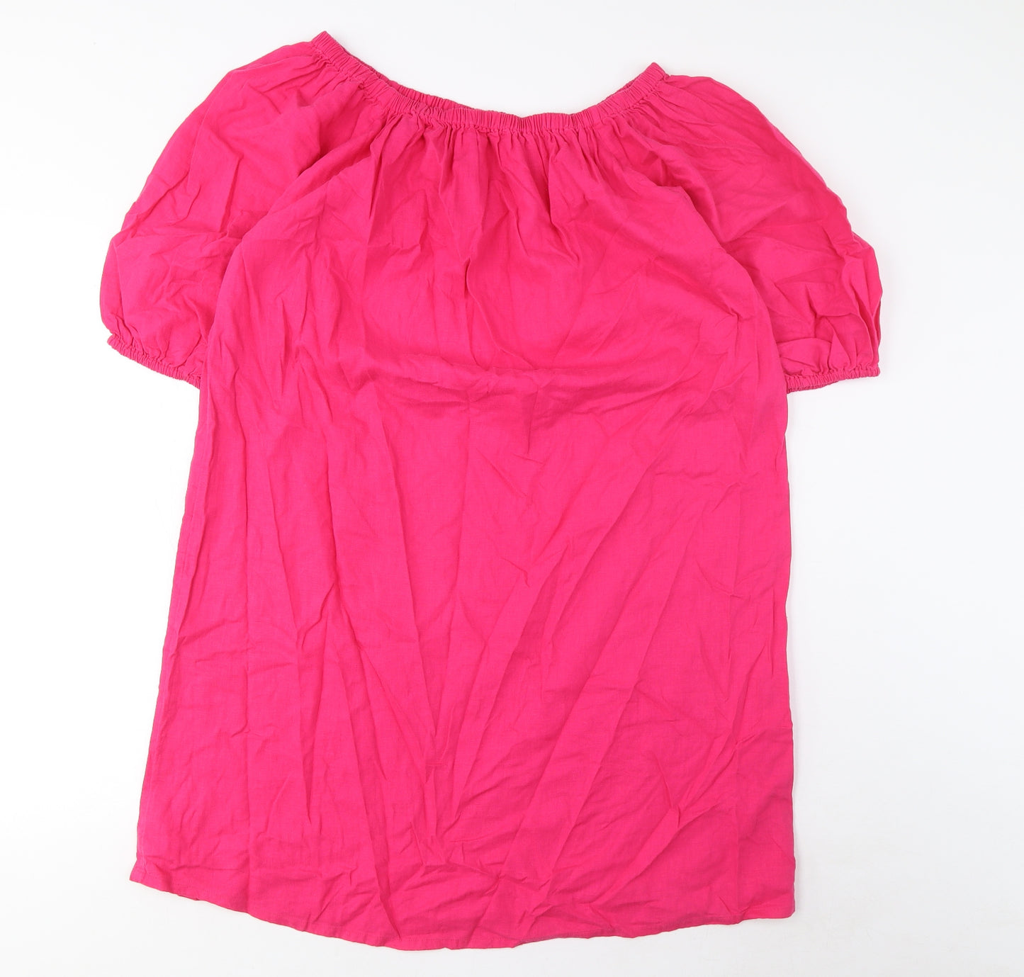 Marks and Spencer Womens Pink Linen A-Line Size M Scoop Neck Pullover