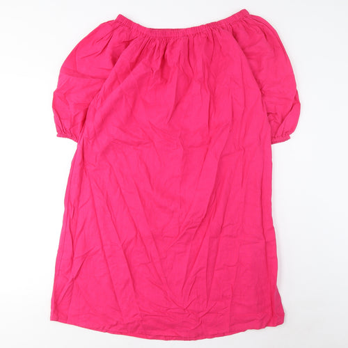 Marks and Spencer Womens Pink Linen A-Line Size M Scoop Neck Pullover