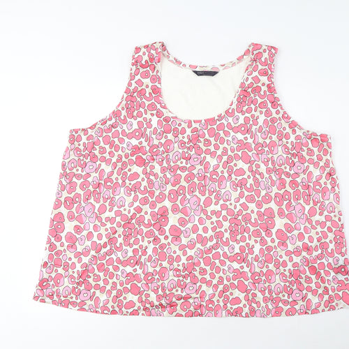Marks and Spencer Womens Pink Animal Print Polyester Basic Tank Size 24 Scoop Neck