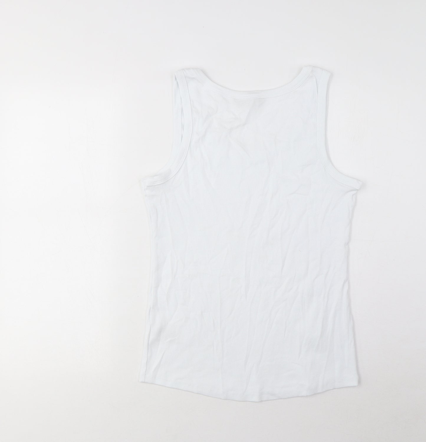 Marks and Spencer Womens White Cotton Basic Tank Size 16 Scoop Neck