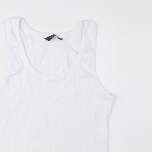 Marks and Spencer Womens White Cotton Basic Tank Size 16 Scoop Neck