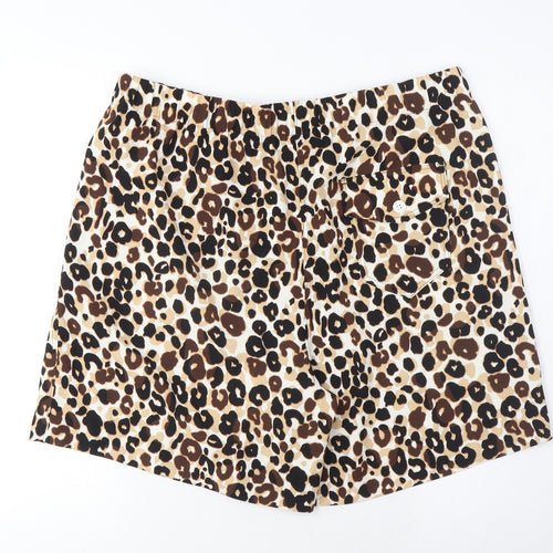 Marks and Spencer Womens Brown Animal Print Polyester Basic Shorts Size 16 L7 in Regular Pull On - Pockets