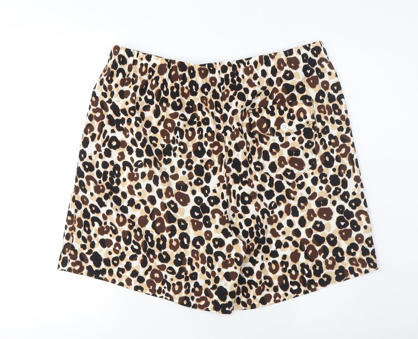 Marks and Spencer Womens Brown Animal Print Polyester Basic Shorts Size 16 L7 in Regular Pull On - Pockets