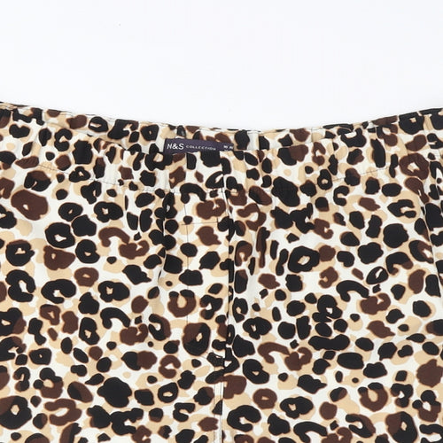 Marks and Spencer Womens Brown Animal Print Polyester Basic Shorts Size 16 L7 in Regular Pull On - Pockets