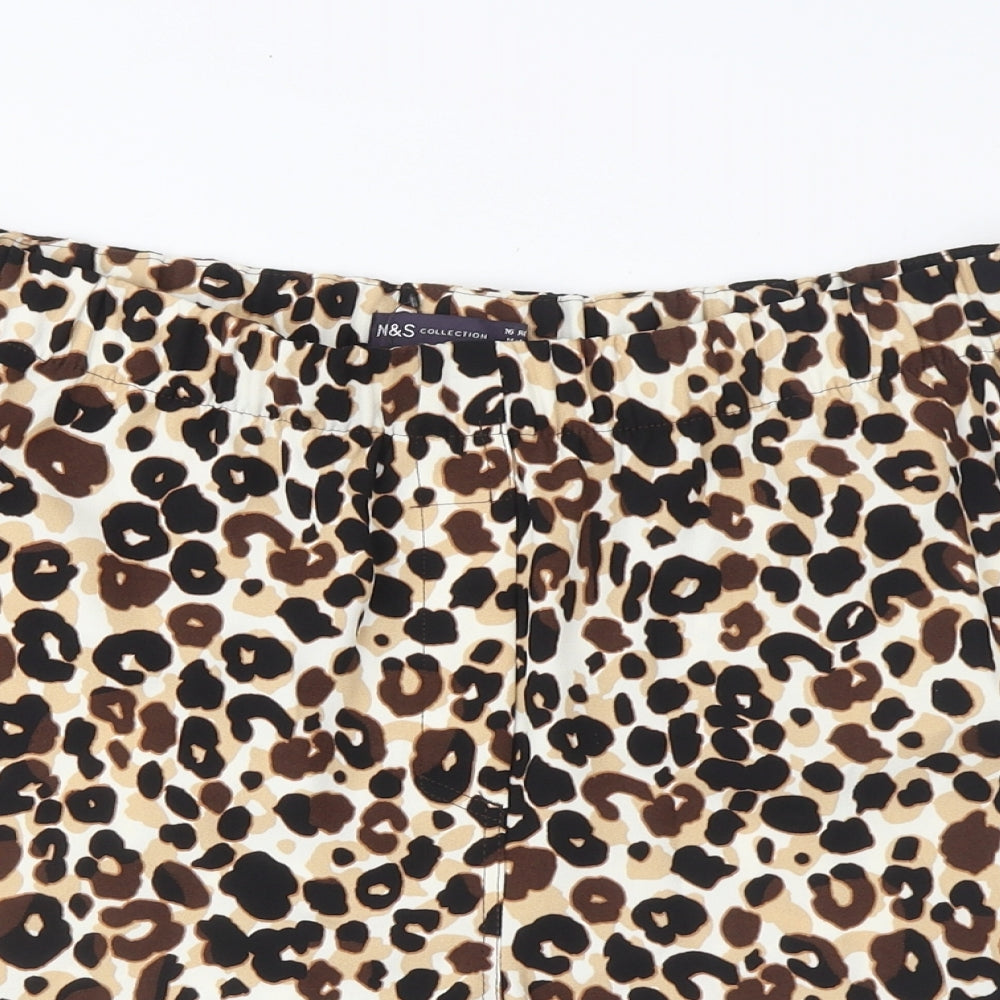Marks and Spencer Womens Brown Animal Print Polyester Basic Shorts Size 16 L7 in Regular Pull On - Pockets