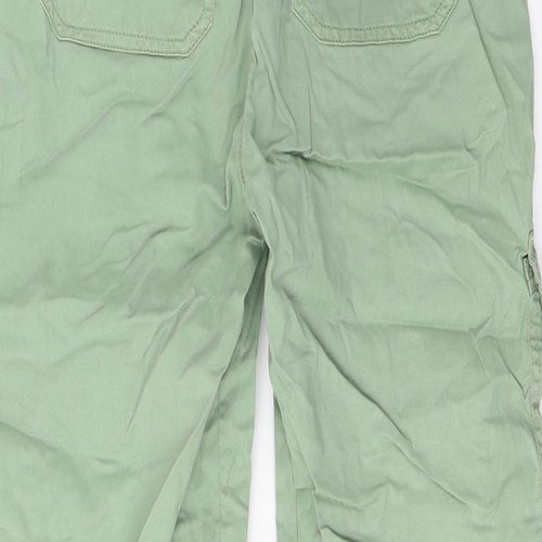 Marks and Spencer Womens Green Cotton Cargo Trousers Size 8 L23 in Regular Zip - Pockets
