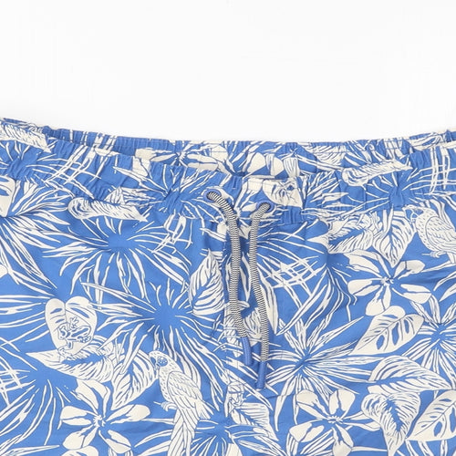 Marks and Spencer Boys Blue Geometric Polyester Sweat Shorts Size 13-14 Years L6 in Regular Drawstring - Swim Shorts