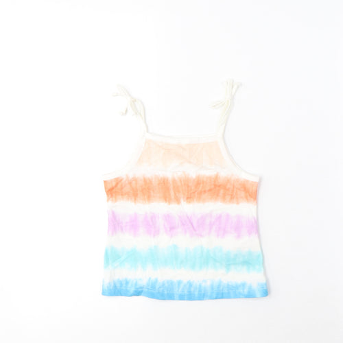 Marks and Spencer Girls Multicoloured Striped Cotton Camisole Tank Size 2-3 Years Square Neck Pullover