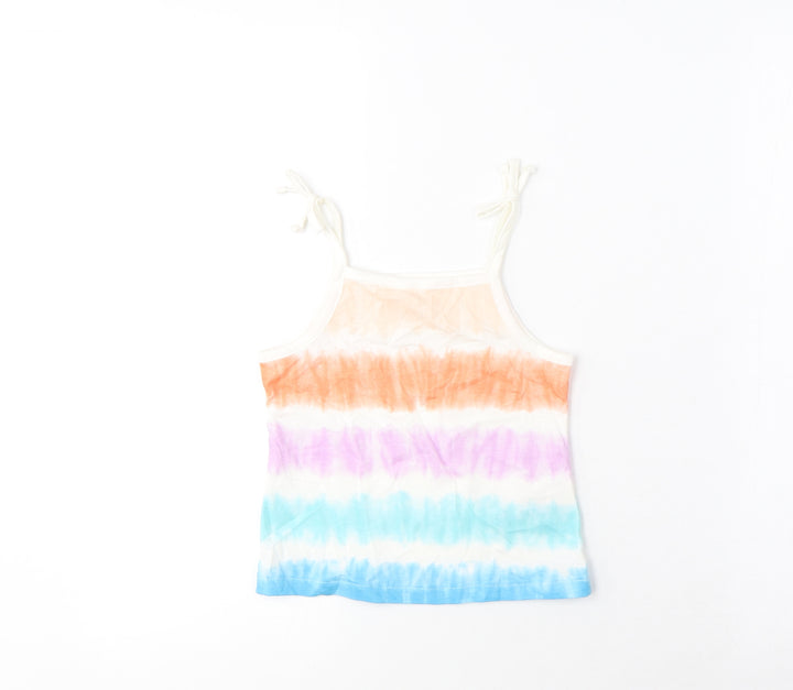 Marks and Spencer Girls Multicoloured Striped Cotton Camisole Tank Size 2-3 Years Square Neck Pullover