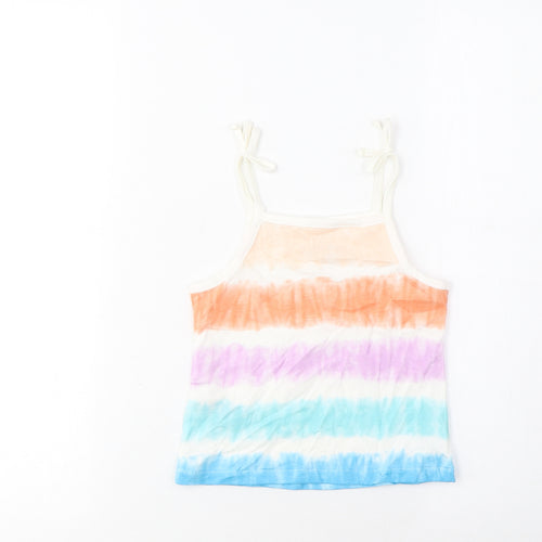 Marks and Spencer Girls Multicoloured Striped Cotton Camisole Tank Size 2-3 Years Square Neck Pullover