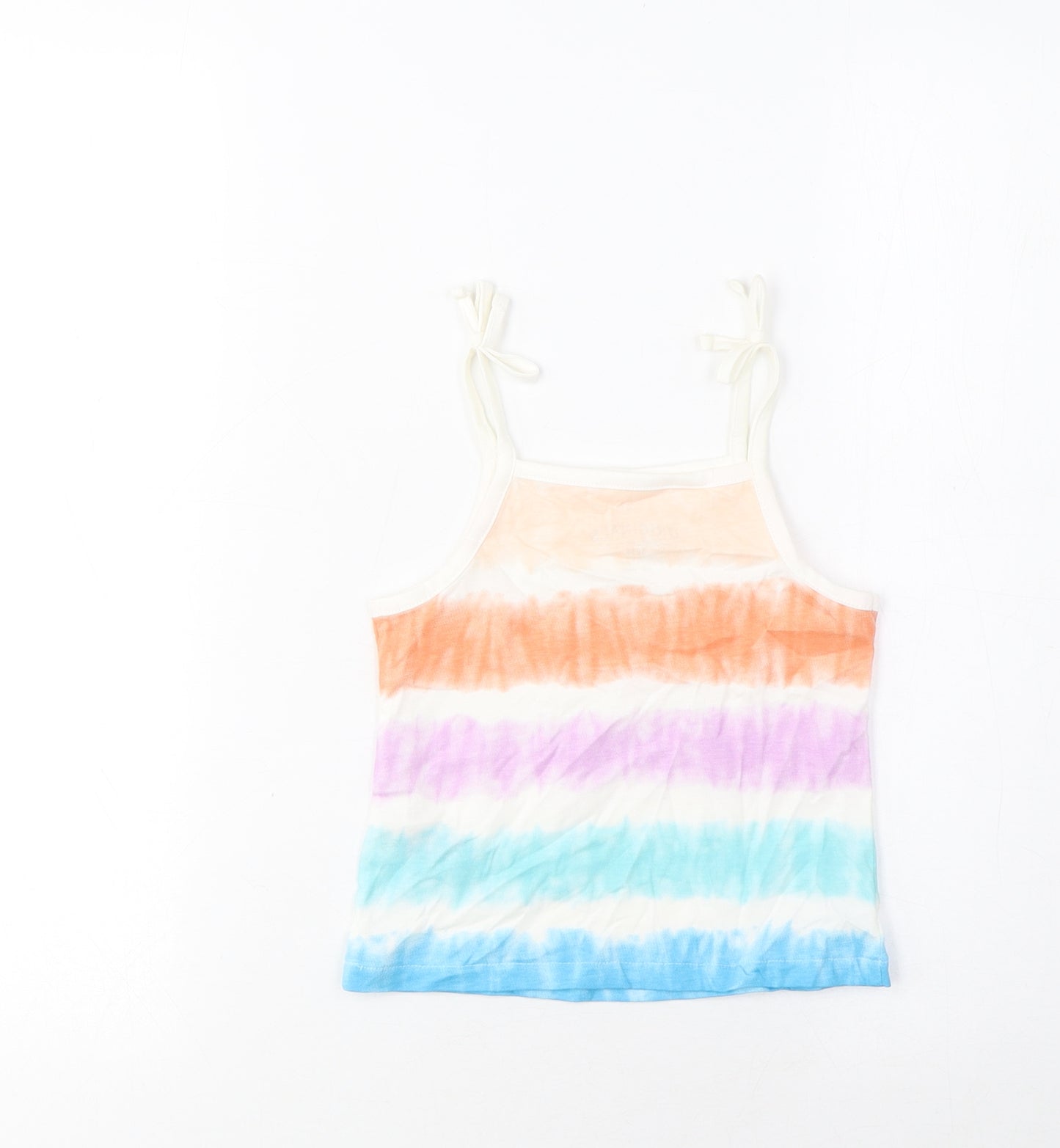Marks and Spencer Girls Multicoloured Striped Cotton Camisole Tank Size 2-3 Years Square Neck Pullover