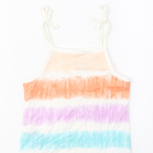 Marks and Spencer Girls Multicoloured Striped Cotton Camisole Tank Size 2-3 Years Square Neck Pullover