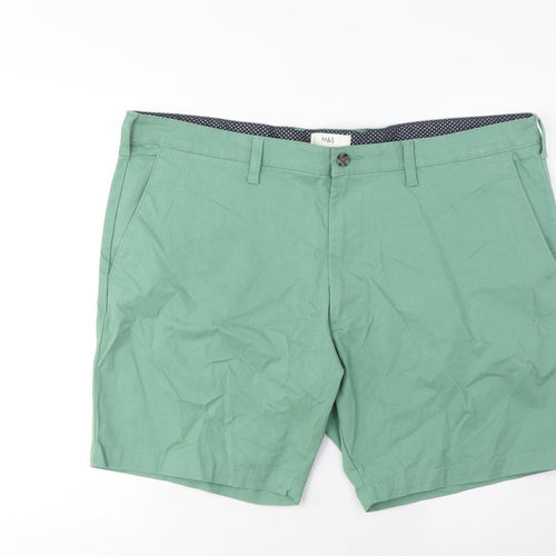 Marks and Spencer Mens Red Cotton Chino Shorts Size 42 in L8 in Regular Zip - Short Leg, Pockets