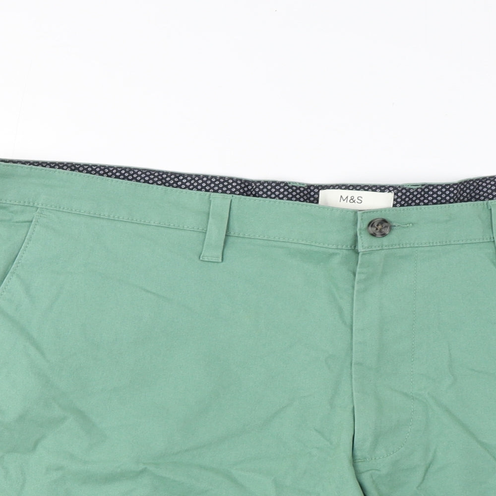 Marks and Spencer Mens Red Cotton Chino Shorts Size 42 in L8 in Regular Zip - Short Leg, Pockets