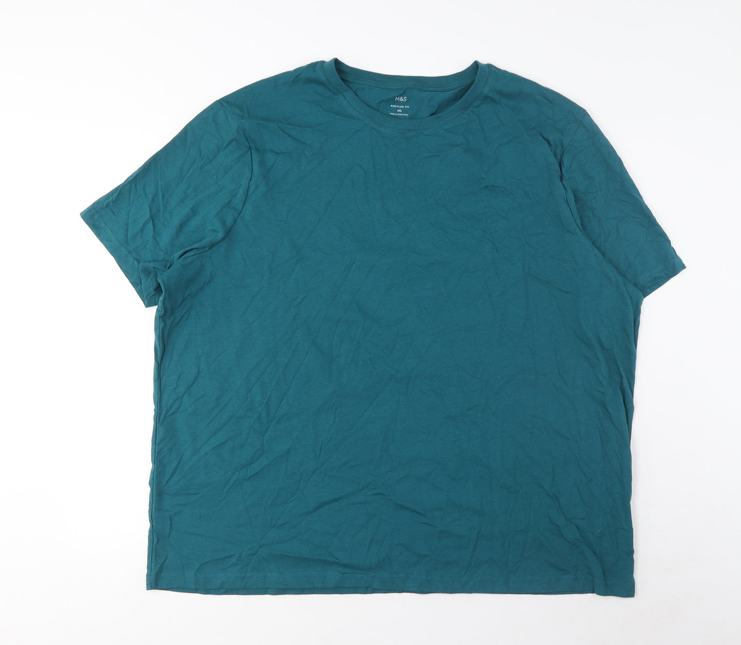 Marks and Spencer Mens Blue Cotton T-Shirt Size 3XL Crew Neck