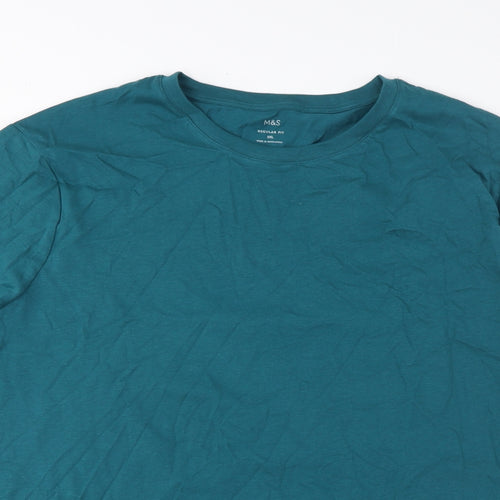 Marks and Spencer Mens Blue Cotton T-Shirt Size 3XL Crew Neck