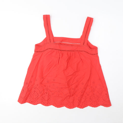 Marks and Spencer Womens Pink Cotton Camisole Tank Size 6 Square Neck - Embroidered