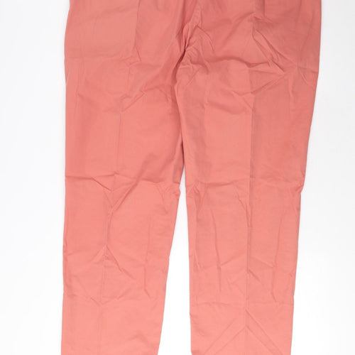 Marks and Spencer Mens Pink Cotton Chino Trousers Size 42 in L29 in Regular Zip - Short Leg, Pockets