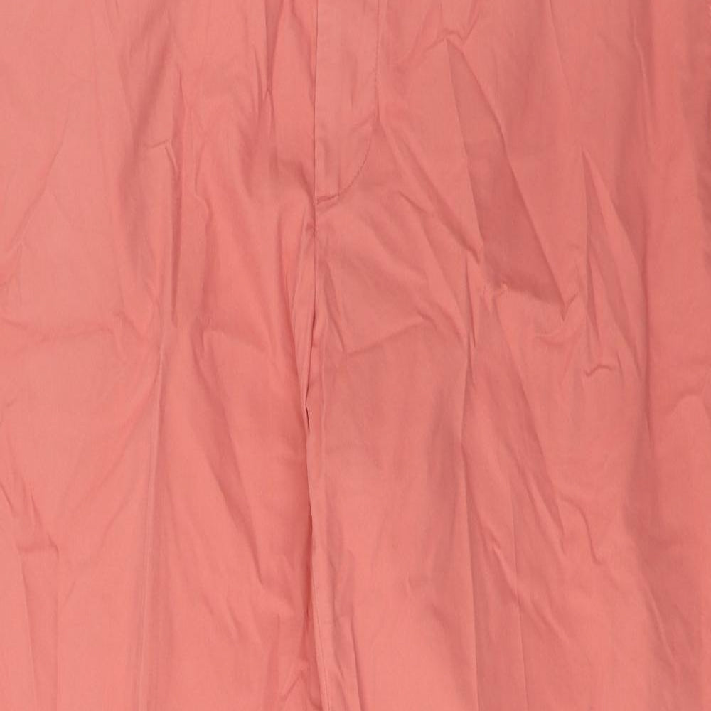 Marks and Spencer Mens Pink Cotton Chino Trousers Size 42 in L29 in Regular Zip - Short Leg, Pockets