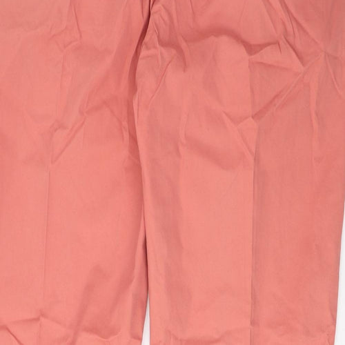 Marks and Spencer Mens Pink Cotton Chino Trousers Size 42 in L29 in Regular Zip - Short Leg, Pockets