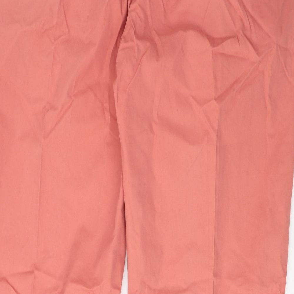 Marks and Spencer Mens Pink Cotton Chino Trousers Size 42 in L29 in Regular Zip - Short Leg, Pockets