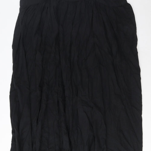 Marks and Spencer Womens Black Linen A-Line Size 18 Square Neck Pullover - Pleated