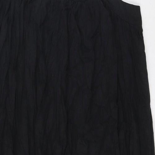 Marks and Spencer Womens Black Linen A-Line Size 18 Square Neck Pullover - Pleated