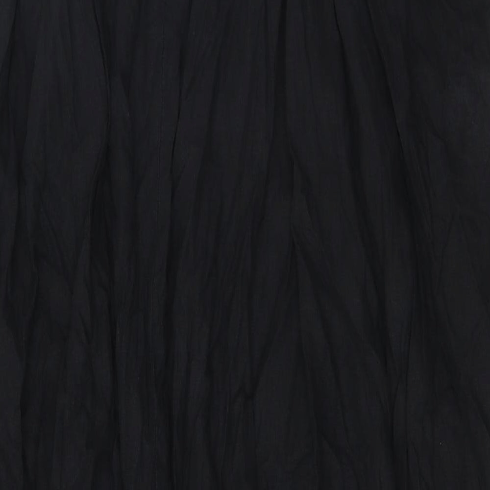 Marks and Spencer Womens Black Linen A-Line Size 18 Square Neck Pullover - Pleated