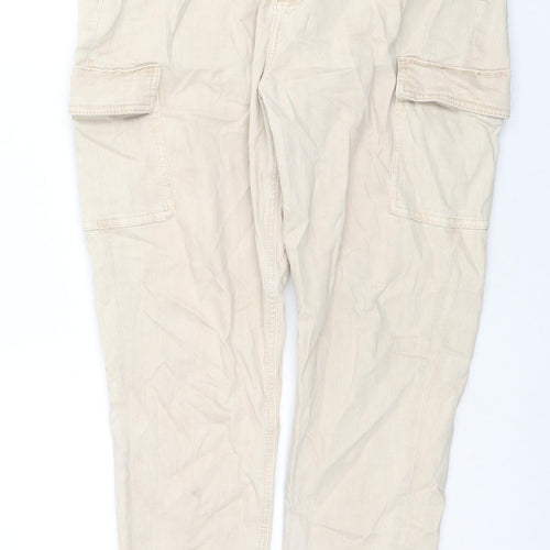 Denim & Co. Womens Beige Cotton Straight Jeans Size 18 L28 in Regular Zip - Cargo Style