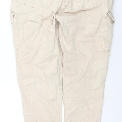 Denim & Co. Womens Beige Cotton Straight Jeans Size 18 L28 in Regular Zip - Cargo Style