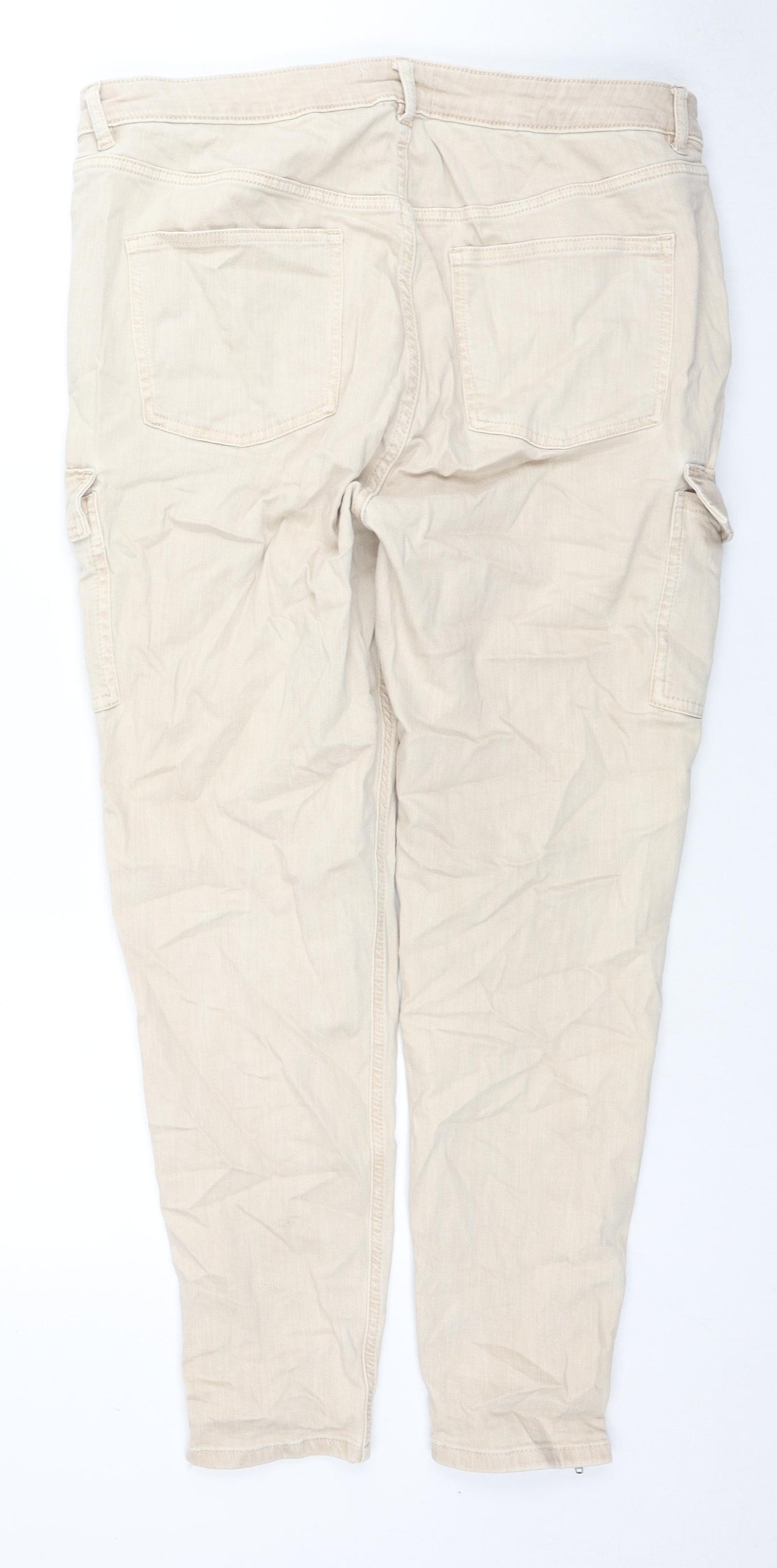 Denim & Co. Womens Beige Cotton Straight Jeans Size 18 L28 in Regular Zip - Cargo Style