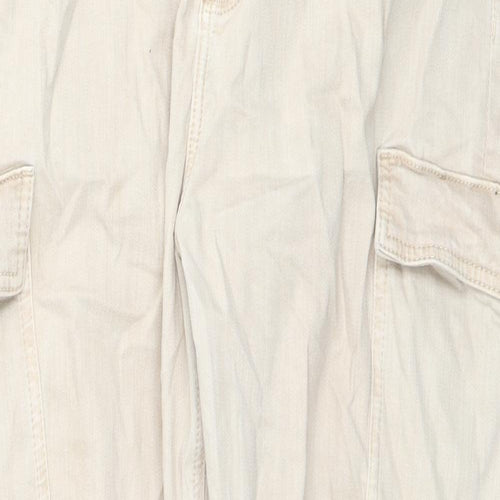 Denim & Co. Womens Beige Cotton Straight Jeans Size 18 L28 in Regular Zip - Cargo Style