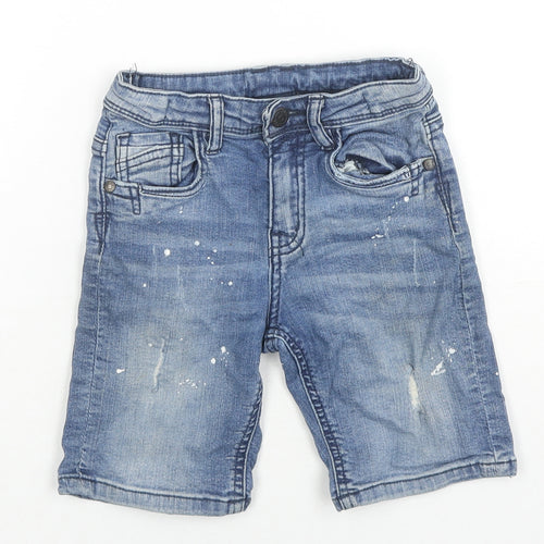 George Boys Blue Cotton Bermuda Shorts Size 5-6 Years L6 in Regular Zip