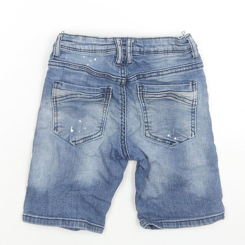 George Boys Blue Cotton Bermuda Shorts Size 5-6 Years L6 in Regular Zip