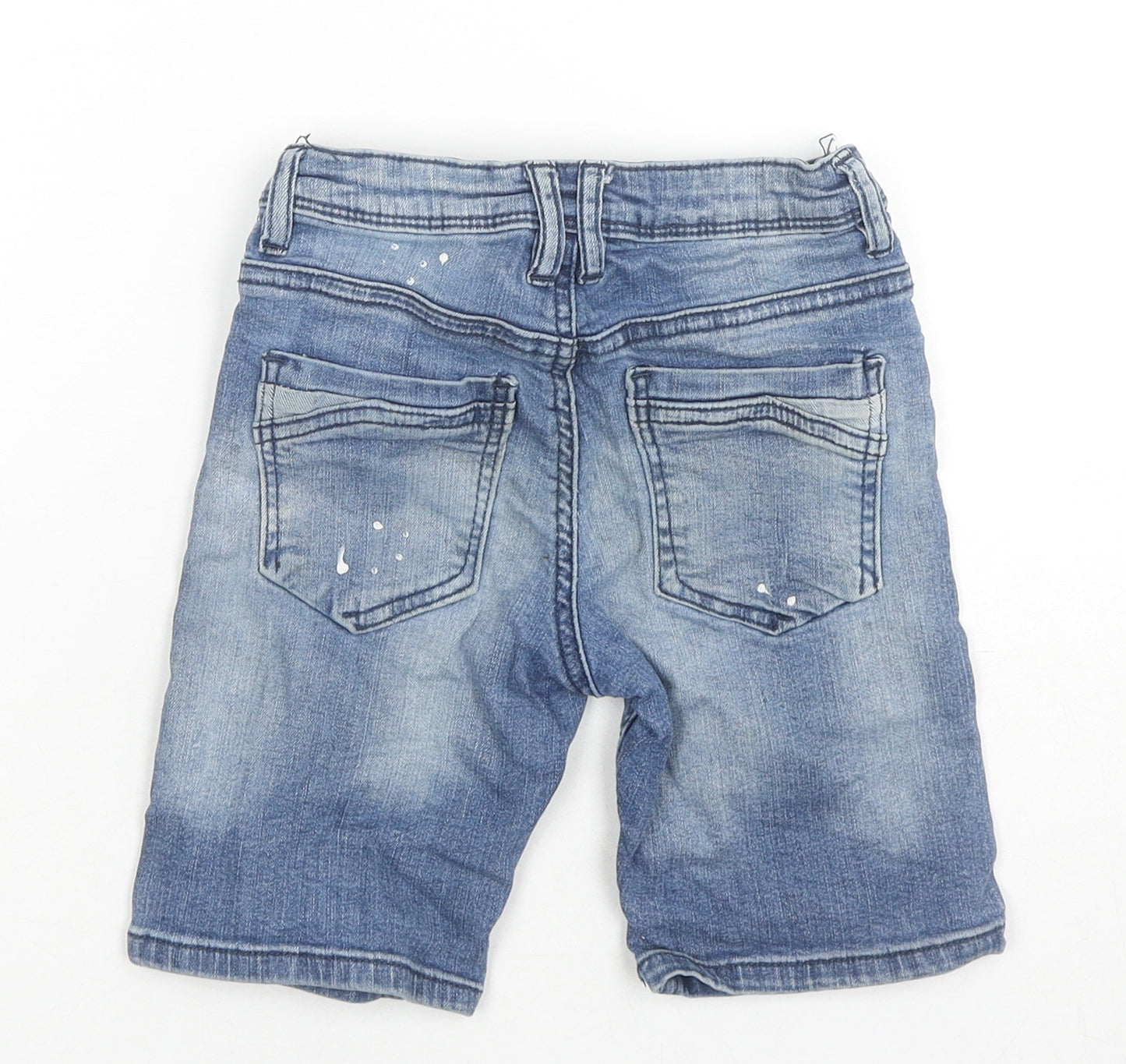 George Boys Blue Cotton Bermuda Shorts Size 5-6 Years L6 in Regular Zip
