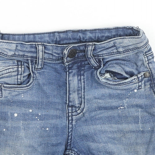 George Boys Blue Cotton Bermuda Shorts Size 5-6 Years L6 in Regular Zip