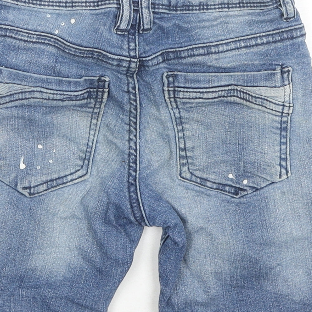 George Boys Blue Cotton Bermuda Shorts Size 5-6 Years L6 in Regular Zip