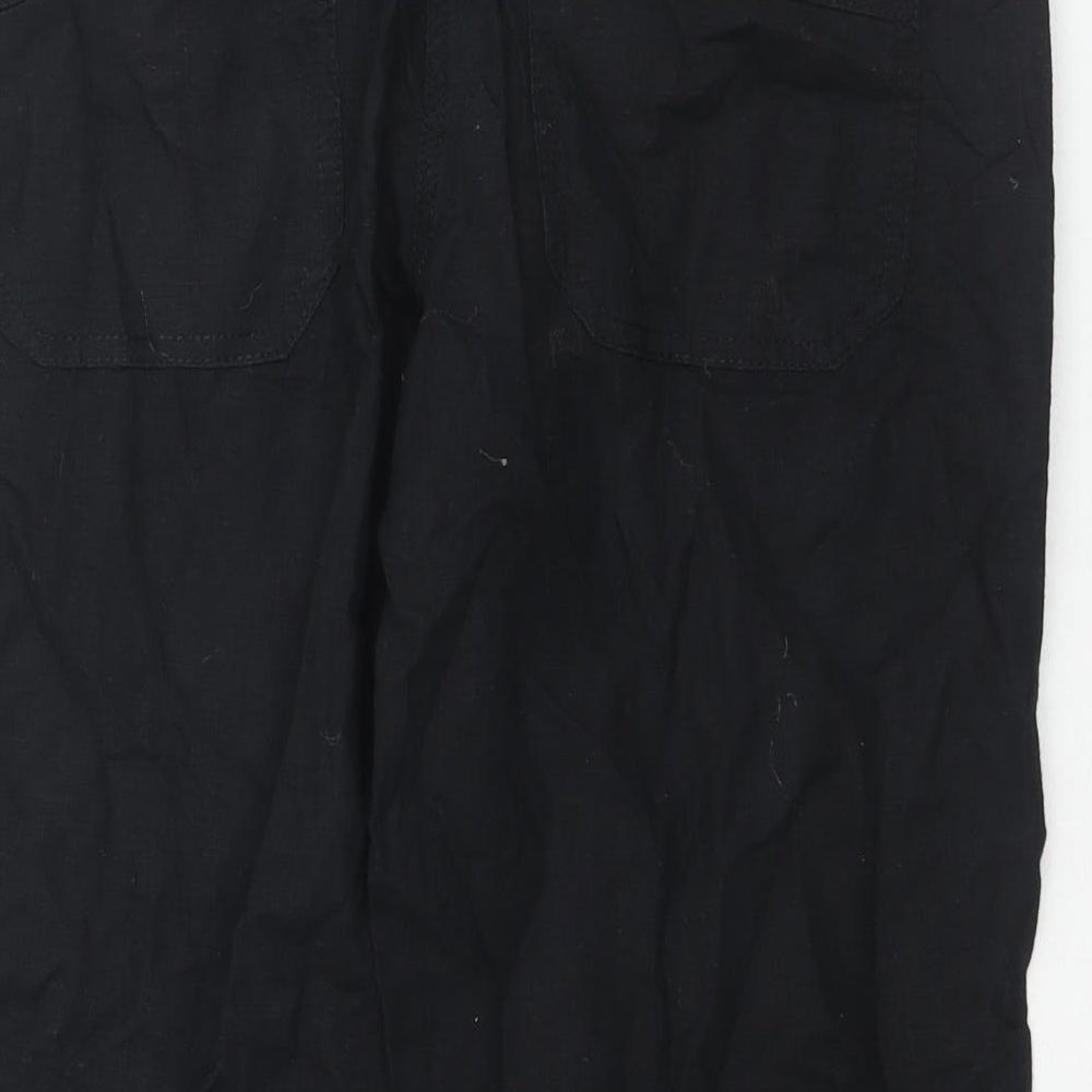 H&M Womens Black Linen Cropped Trousers Size 12 L21 in Regular Button