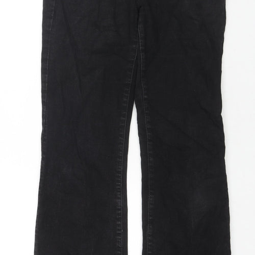 Denim & Co. Womens Black Cotton Bootcut Jeans Size 14 L32 in Regular Zip