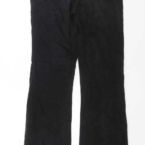 Denim & Co. Womens Black Cotton Bootcut Jeans Size 14 L32 in Regular Zip