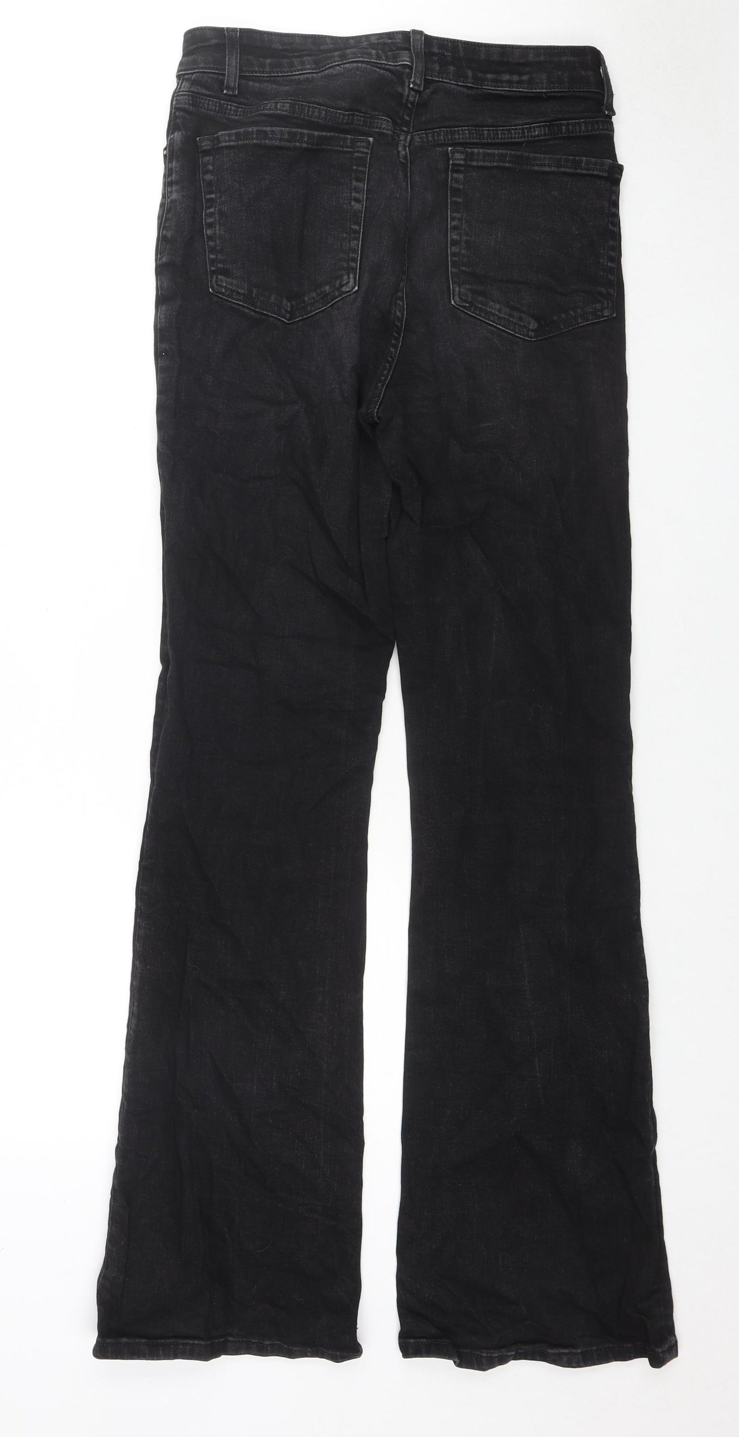 Denim & Co. Womens Black Cotton Bootcut Jeans Size 14 L32 in Regular Zip
