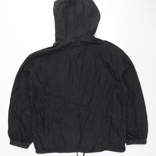 Dazy Womens Black Cotton Pullover Hoodie Size XL Button