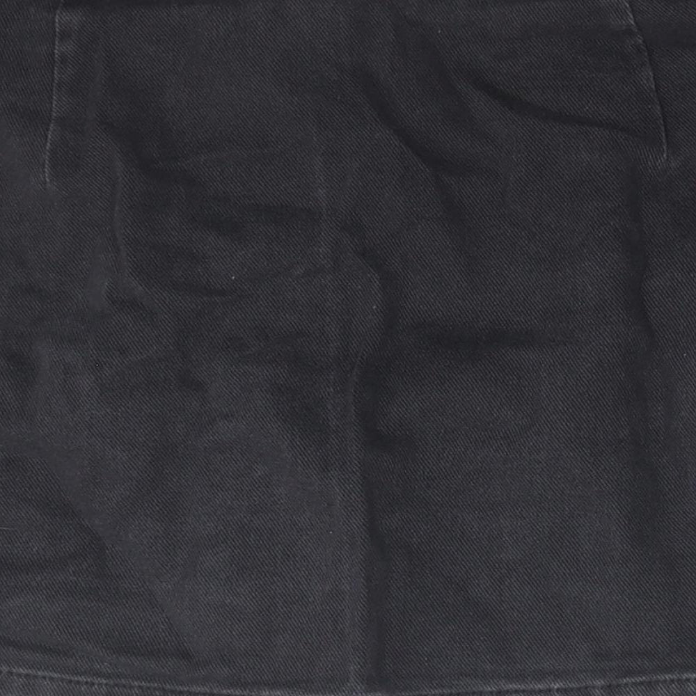 newloo Womens Black Cotton A-Line Skirt Size 12 Button