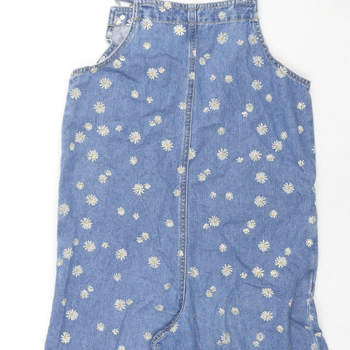 George Girls Blue Floral Cotton Playsuit One-Piece Size 13-14 Years L3 in Button - Daisies