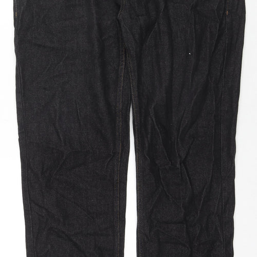 George Mens Black Cotton Straight Jeans Size 36 in L32 in Regular Zip