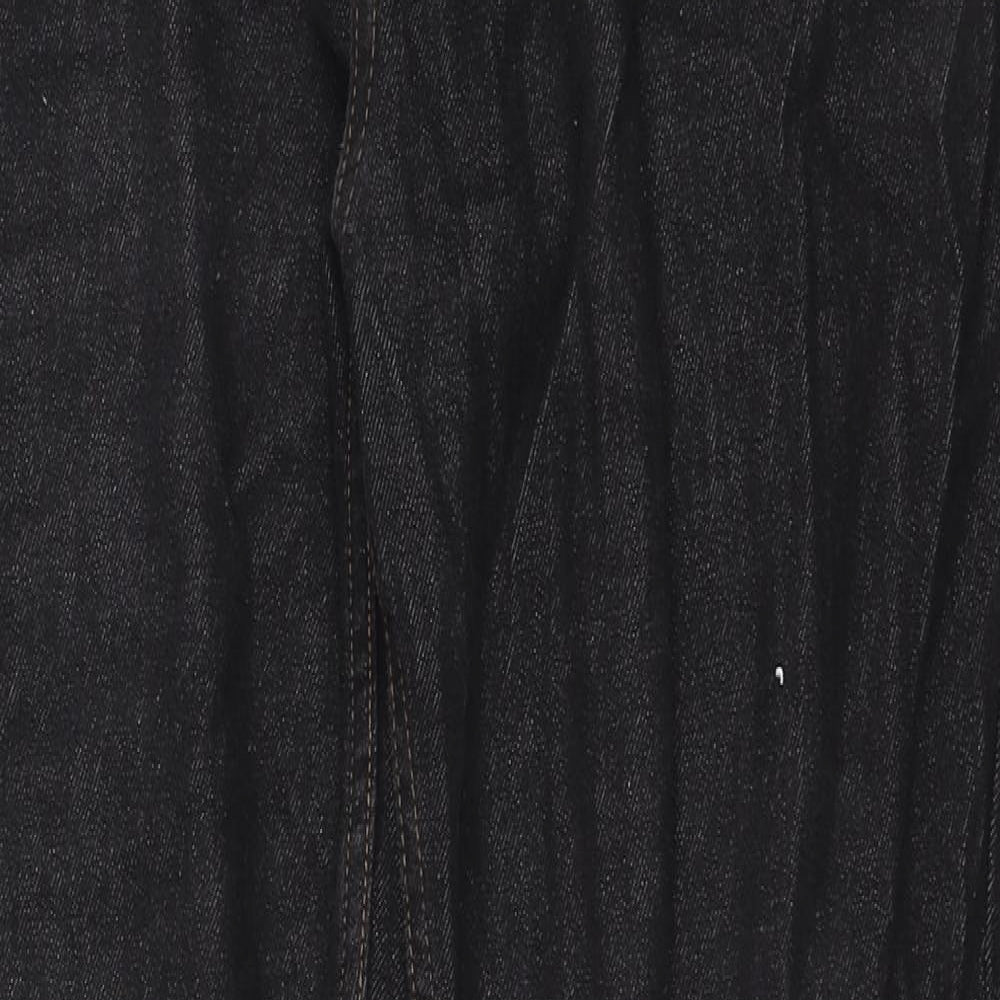 George Mens Black Cotton Straight Jeans Size 36 in L32 in Regular Zip