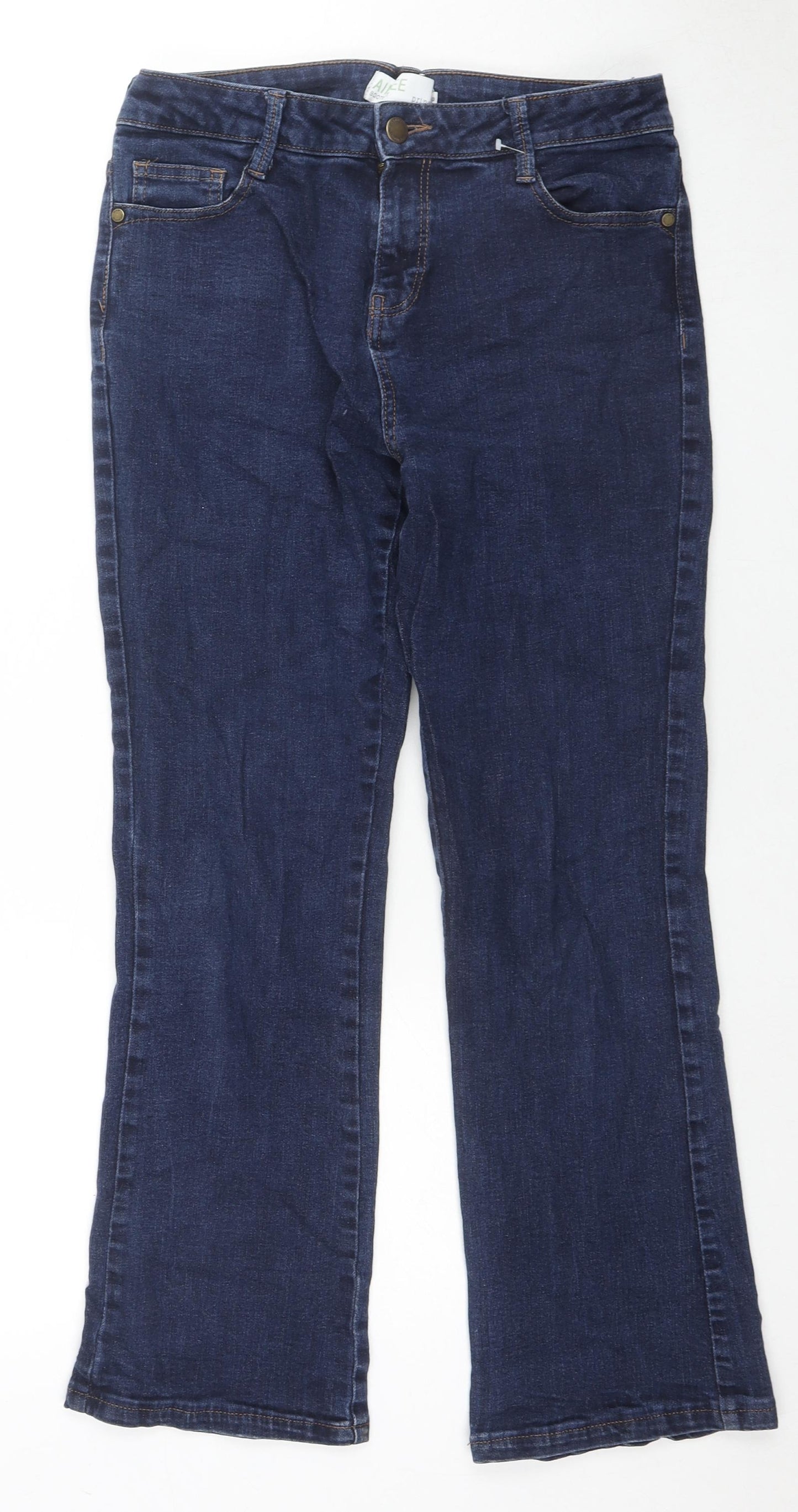 Principles Womens Blue Cotton Bootcut Jeans Size 12 L25 in Regular Zip