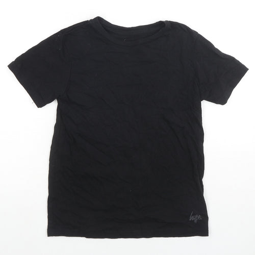 Hype Boys Black Polyester Basic T-Shirt Size 7-8 Years Round Neck Pullover