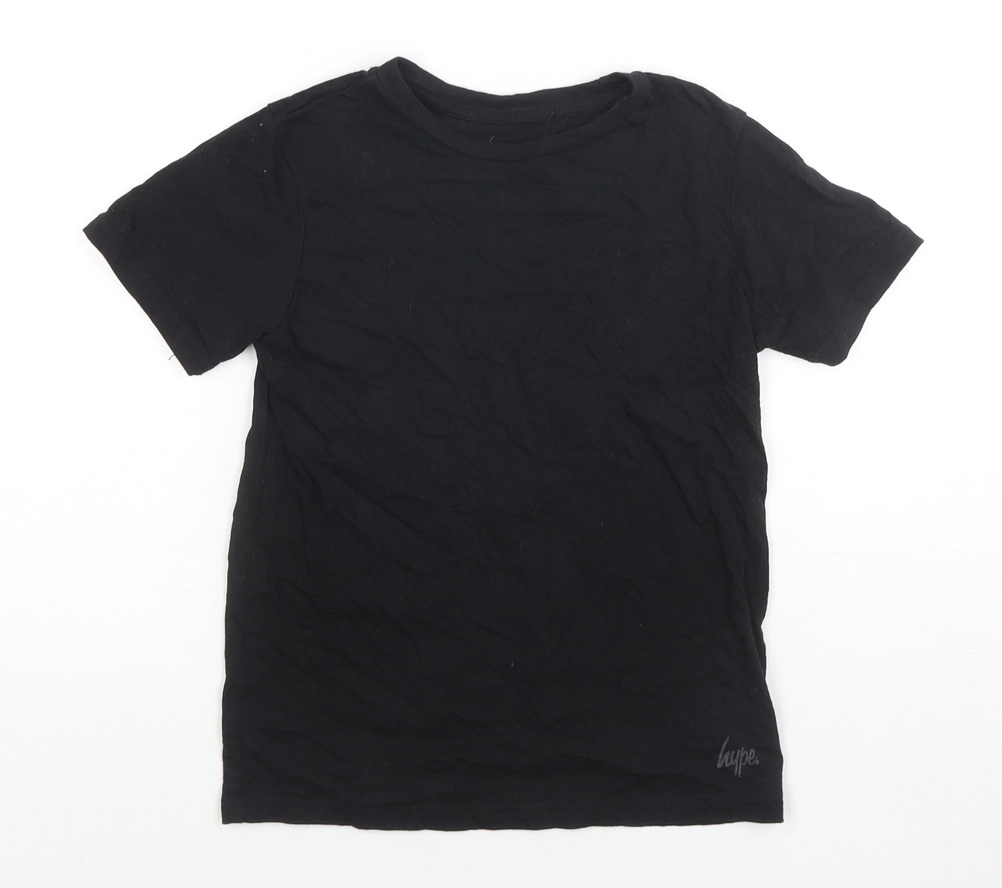 Hype Boys Black Polyester Basic T-Shirt Size 7-8 Years Round Neck Pullover